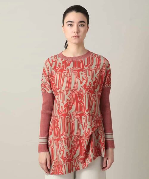 HIROKO KOSHINO / ヒロココシノ チュニック | ロゴプリントジョイントリブチュニック /日本製/洗える | 詳細1