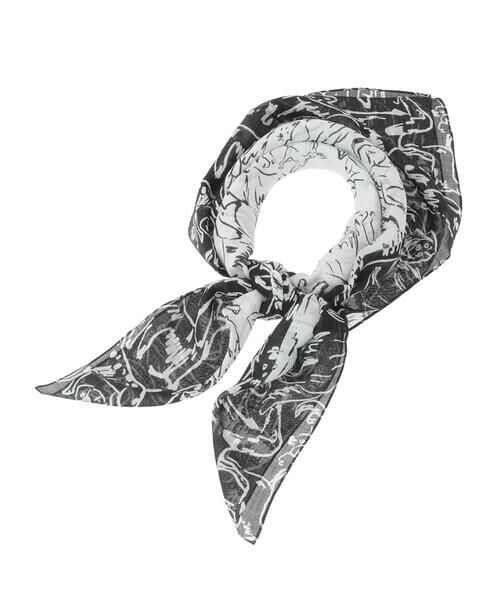 HIROKO KOSHINO / ヒロココシノ マフラー・ショール・スヌード・ストール | DOGプリントスカーフ /洗える | 詳細5