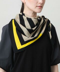 HIROKO KOSHINO / ヒロココシノ マフラー・ショール・スヌード・ストール | スクエアボーダースカーフ /洗える