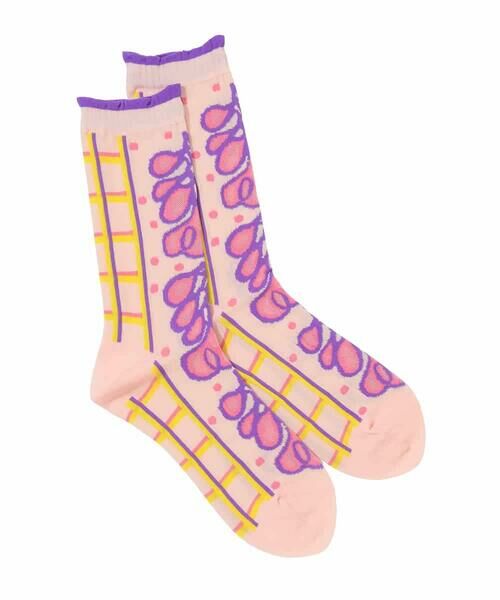 HIROKO KOSHINO / ヒロココシノ その他小物 | ファジーフラワージャカードソックス /日本製/洗濯機で洗える | 詳細1