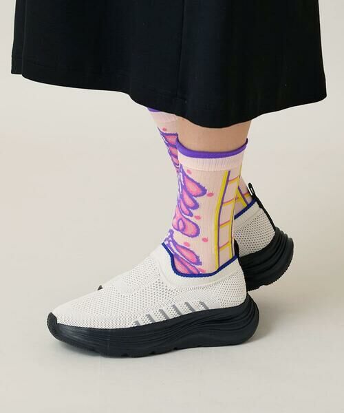 HIROKO KOSHINO / ヒロココシノ その他小物 | ファジーフラワージャカードソックス /日本製/洗濯機で洗える（ピンク）