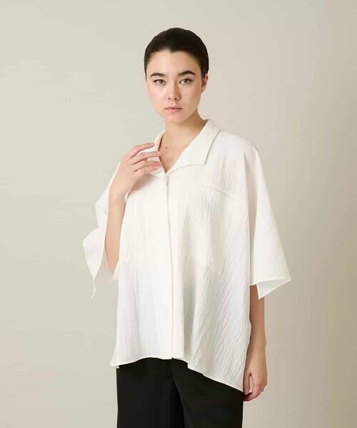 HIROKO KOSHINO / ヒロココシノ シャツ・ブラウス | ダブルポケットサッカーライクシャツ /日本製/洗える（ホワイト）