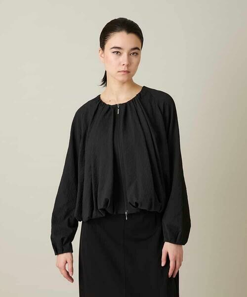 HIROKO KOSHINO / ヒロココシノ その他アウター | タックギャザーノーカラーブルゾン /日本製 | 詳細1