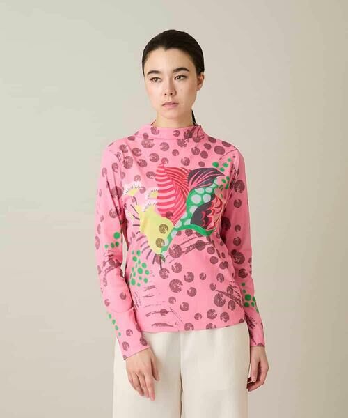 HIROKO KOSHINO / ヒロココシノ カットソー | アートフルフラワーカットソー /日本製/洗える（ピンク）