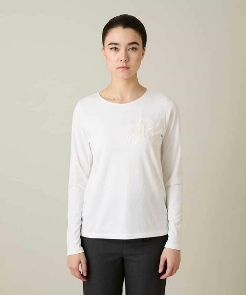 HIROKO KOSHINO / ヒロココシノ カットソー | スパンコールロゴミニマルカットソー /日本製/洗える | 詳細1