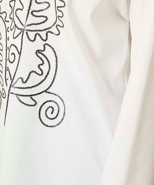 HIROKO KOSHINO / ヒロココシノ カットソー | ボタニカルモチーフ刺繍ロングTシャツ/洗える | 詳細10