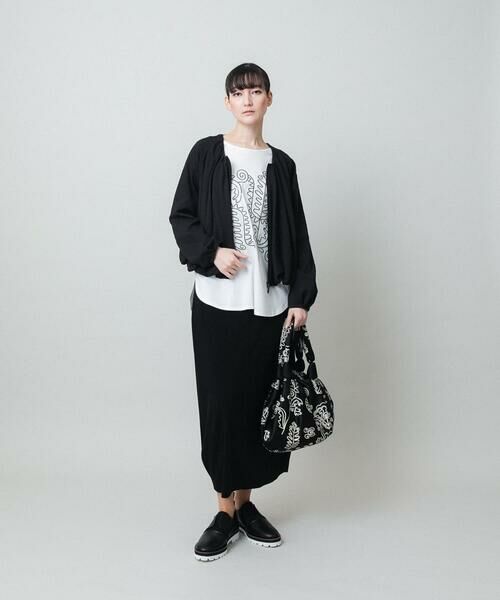 HIROKO KOSHINO / ヒロココシノ カットソー | ボタニカルモチーフ刺繍ロングTシャツ/洗える | 詳細12