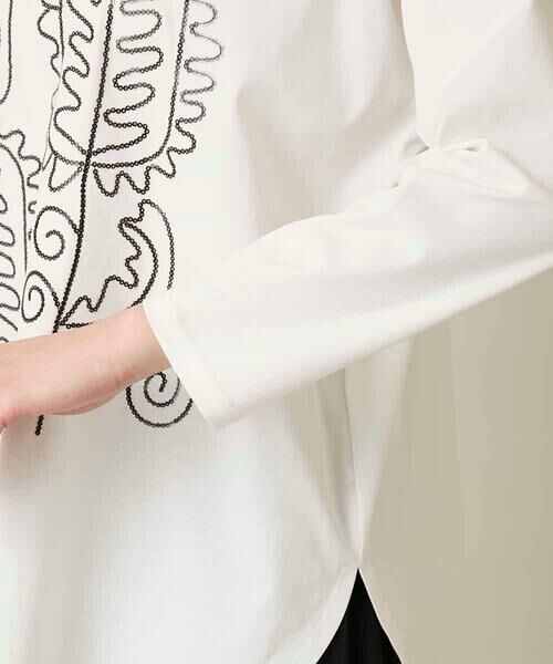 HIROKO KOSHINO / ヒロココシノ カットソー | ボタニカルモチーフ刺繍ロングTシャツ/洗える | 詳細6