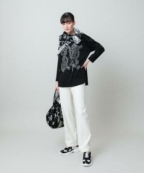 HIROKO KOSHINO / ヒロココシノ チノ・ワークパンツ | スパンコールロゴデニムライクパンツ /日本製/洗える | 詳細14