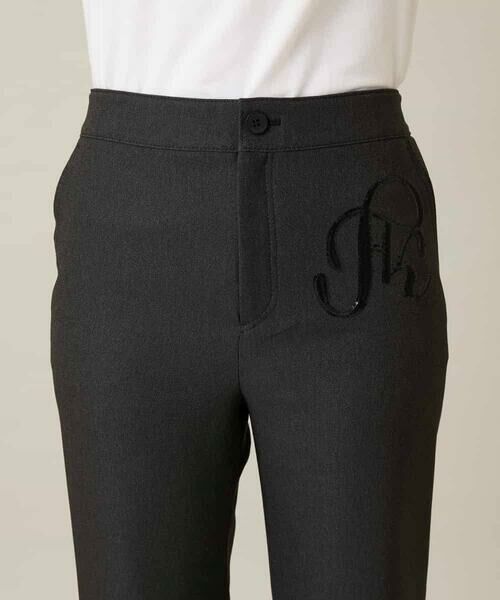 HIROKO KOSHINO / ヒロココシノ チノ・ワークパンツ | スパンコールロゴデニムライクパンツ /日本製/洗える | 詳細4