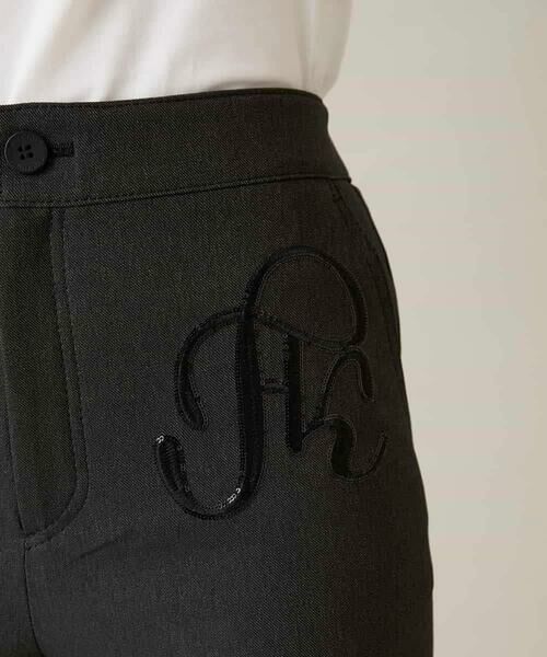 HIROKO KOSHINO / ヒロココシノ チノ・ワークパンツ | スパンコールロゴデニムライクパンツ /日本製/洗える | 詳細5
