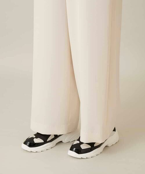 HIROKO KOSHINO / ヒロココシノ チノ・ワークパンツ | シャイニーウエストストレッチワイドパンツ /日本製/洗える | 詳細1