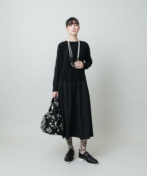 HIROKO KOSHINO / ヒロココシノ ロング・マキシ丈ワンピース | 異素材コンビネーションワンピース /日本製/洗える | 詳細15