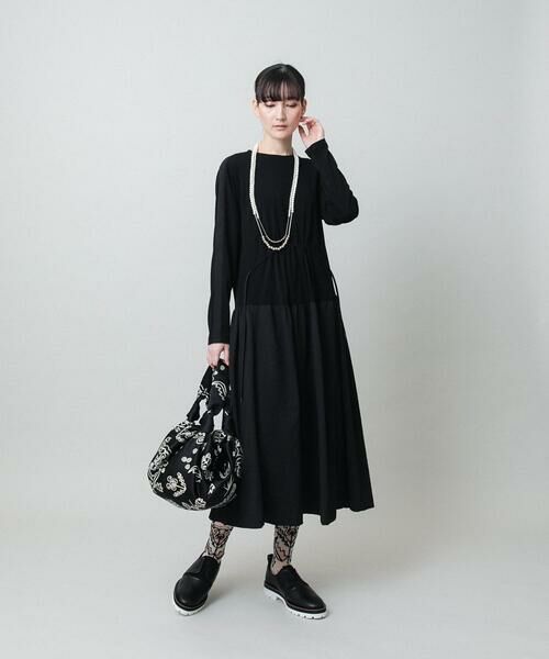 HIROKO KOSHINO / ヒロココシノ ロング・マキシ丈ワンピース | 異素材コンビネーションワンピース /日本製/洗える | 詳細16