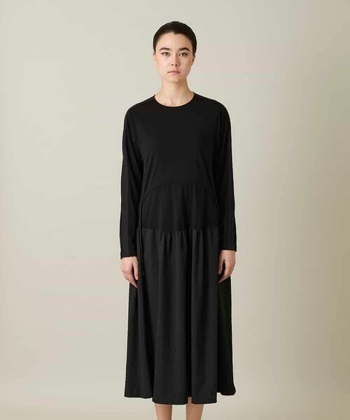 HIROKO KOSHINO / ヒロココシノ ロング・マキシ丈ワンピース | 異素材コンビネーションワンピース /日本製/洗える | 詳細2
