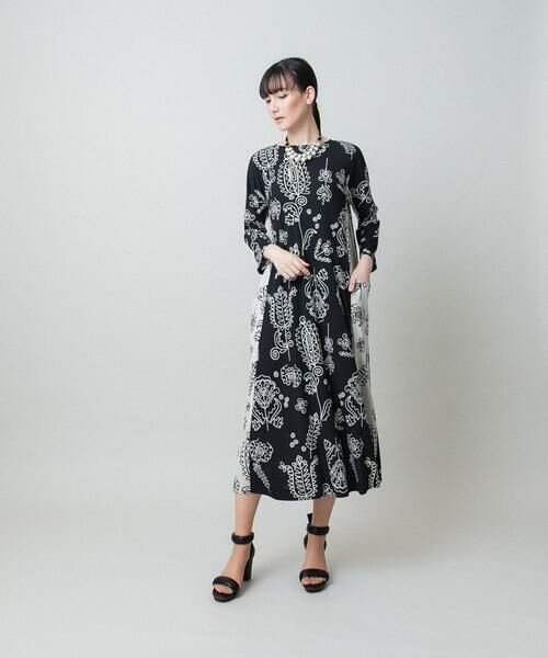HIROKO KOSHINO / ヒロココシノ ロング・マキシ丈ワンピース | ボタニカルプリントサイドポケットワンピース /日本製/洗える | 詳細12