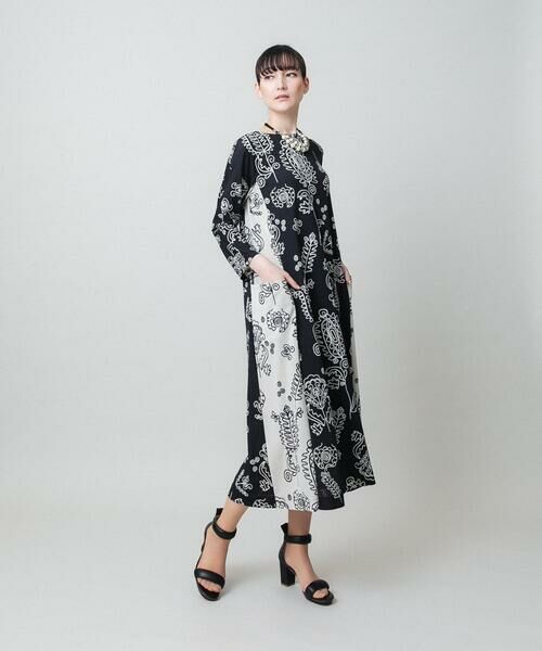 HIROKO KOSHINO / ヒロココシノ ロング・マキシ丈ワンピース | ボタニカルプリントサイドポケットワンピース /日本製/洗える | 詳細14