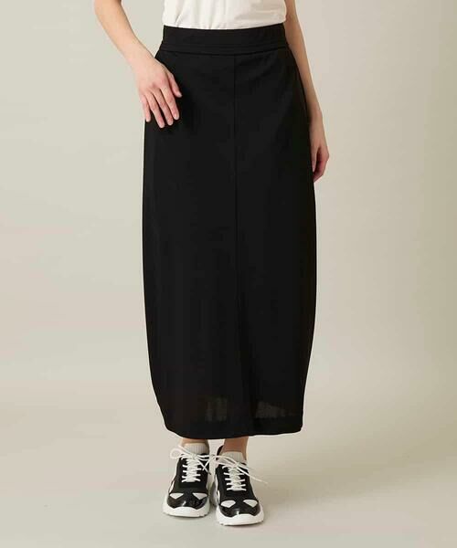 HIROKO KOSHINO / ヒロココシノ ロング・マキシ丈スカート | サイドタックジャージースカート /日本製/洗える（ブラック）