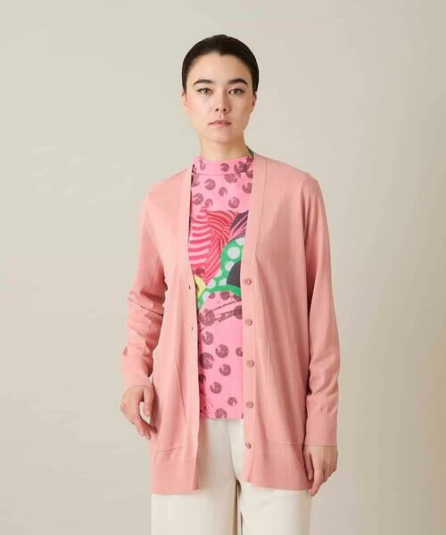 HIROKO KOSHINO / ヒロココシノ カーディガン・ボレロ | 和紙ニットロングカーディガン /洗える（ピンク）