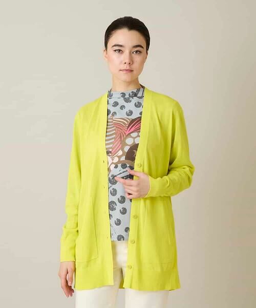 HIROKO KOSHINO / ヒロココシノ カーディガン・ボレロ | 和紙ニットロングカーディガン /洗える（ライトイエロー）