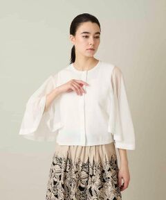 HIROKO KOSHINO / ヒロココシノ カーディガン・ボレロ | フレアスリーブシアーニットカーディガン /洗える