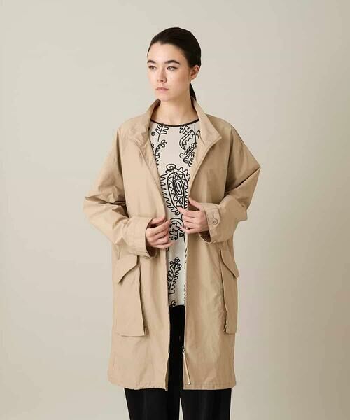 HIROKO KOSHINO / ヒロココシノ その他アウター | ポケットアクセントタフタロングコート（ベージュ）