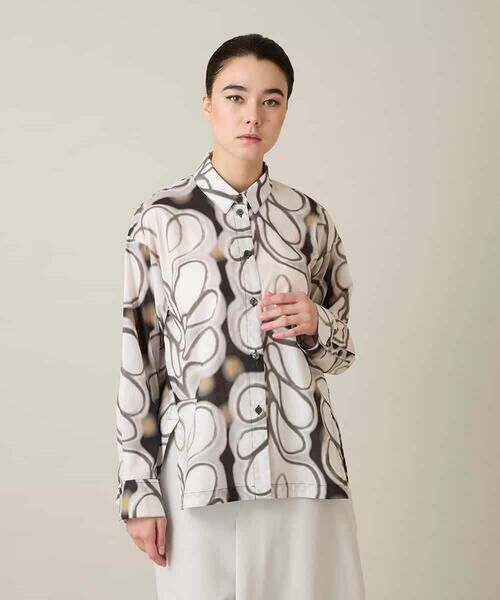 HIROKO KOSHINO / ヒロココシノ シャツ・ブラウス | フラワーファジーローンシャツ（ブラック）