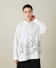 HIROKO KOSHINO / ヒロココシノ シャツ・ブラウス | ドッグ刺繍プリントブロードシャツ