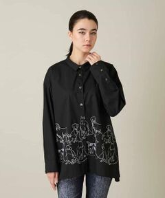HIROKO KOSHINO / ヒロココシノ シャツ・ブラウス | ドッグ刺繍プリントブロードシャツ