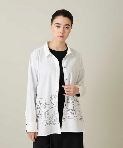 HIROKO KOSHINO / ヒロココシノ シャツ・ブラウス | ドッグ刺繍プリントブロードシャツ | 詳細1