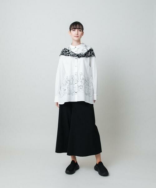 HIROKO KOSHINO / ヒロココシノ シャツ・ブラウス | ドッグ刺繍プリントブロードシャツ | 詳細13