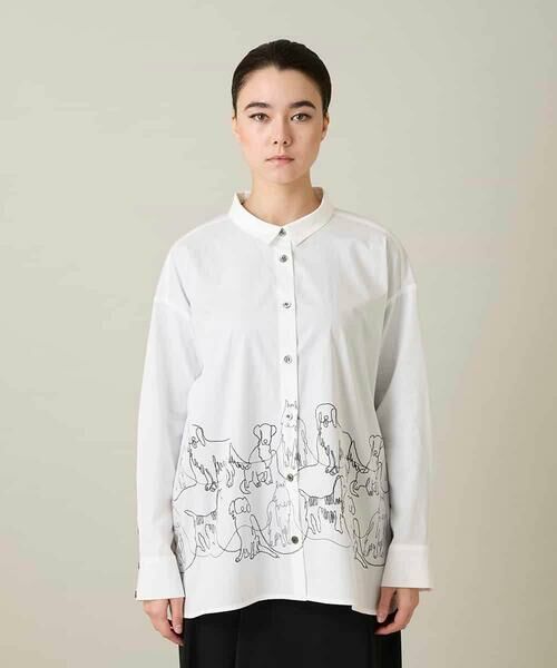 HIROKO KOSHINO / ヒロココシノ シャツ・ブラウス | ドッグ刺繍プリントブロードシャツ | 詳細2