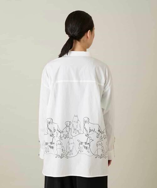 HIROKO KOSHINO / ヒロココシノ シャツ・ブラウス | ドッグ刺繍プリントブロードシャツ | 詳細4