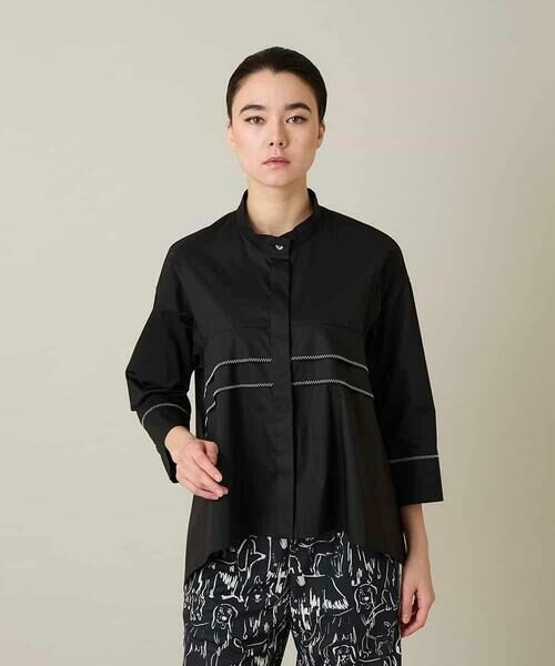 HIROKO KOSHINO / ヒロココシノ シャツ・ブラウス | ジグザグステッチブラウス/洗える（ブラック）