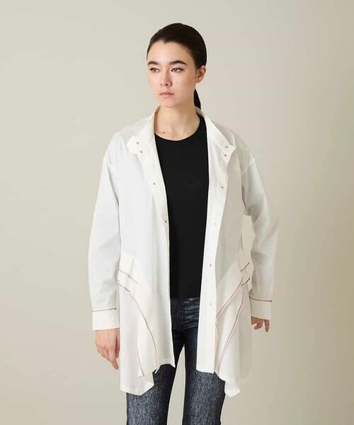 HIROKO KOSHINO / ヒロココシノ シャツ・ブラウス | 配色ジグザグステッチチュニックブラウス/洗える | 詳細1