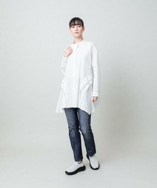 HIROKO KOSHINO / ヒロココシノ シャツ・ブラウス | 配色ジグザグステッチチュニックブラウス/洗える | 詳細13