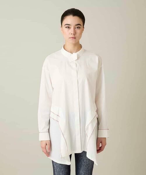 HIROKO KOSHINO / ヒロココシノ シャツ・ブラウス | 配色ジグザグステッチチュニックブラウス/洗える | 詳細2