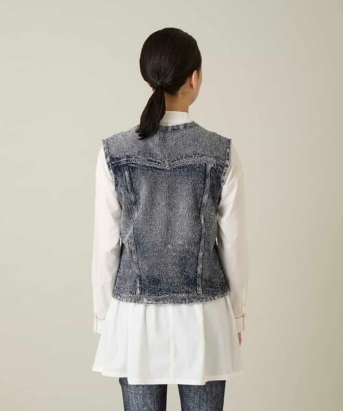 HIROKO KOSHINO / ヒロココシノ ベスト | 立体ストレッチデニムノーカラーベスト/日本製/洗える | 詳細10