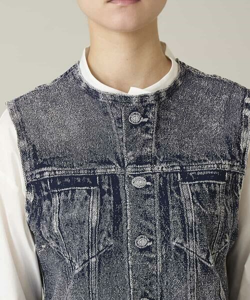 HIROKO KOSHINO / ヒロココシノ ベスト | 立体ストレッチデニムノーカラーベスト/日本製/洗える | 詳細11