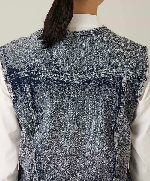HIROKO KOSHINO / ヒロココシノ ベスト | 立体ストレッチデニムノーカラーベスト/日本製/洗える | 詳細12
