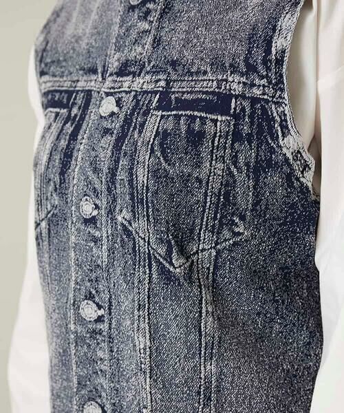 HIROKO KOSHINO / ヒロココシノ ベスト | 立体ストレッチデニムノーカラーベスト/日本製/洗える | 詳細4