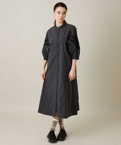 HIROKO KOSHINO / ヒロココシノ ロング・マキシ丈ワンピース | 配色ラインフロントジップワンピース