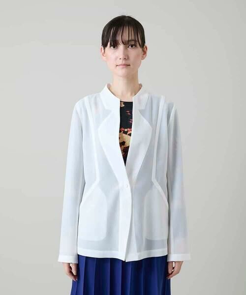 HIROKO KOSHINO / ヒロココシノ ノーカラージャケット | メッシュシアージャケット/日本製 | 詳細2