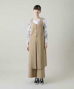 HIROKO KOSHINO / ヒロココシノ ベスト | ロングスリットデザインジレ /日本製/洗える