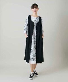 HIROKO KOSHINO / ヒロココシノ ベスト | ロングスリットデザインジレ /日本製/洗える