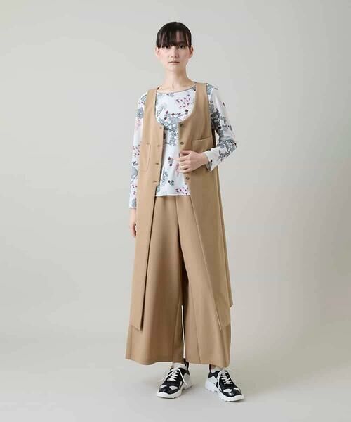 HIROKO KOSHINO / ヒロココシノ ベスト | ロングスリットデザインジレ /日本製/洗える | 詳細1