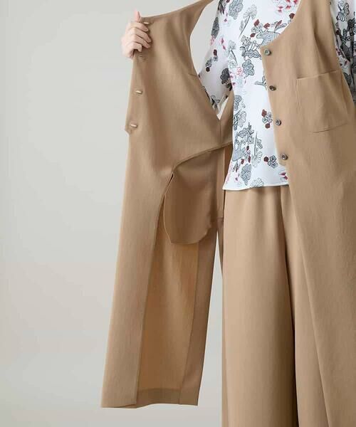 HIROKO KOSHINO / ヒロココシノ ベスト | ロングスリットデザインジレ /日本製/洗える | 詳細13