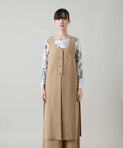 HIROKO KOSHINO / ヒロココシノ ベスト | ロングスリットデザインジレ /日本製/洗える | 詳細2