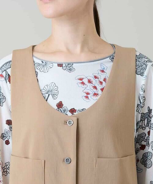 HIROKO KOSHINO / ヒロココシノ ベスト | ロングスリットデザインジレ /日本製/洗える | 詳細5