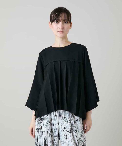 HIROKO KOSHINO / ヒロココシノ シャツ・ブラウス | 立体プリーツシルエットブラウス/洗える（ブラック）